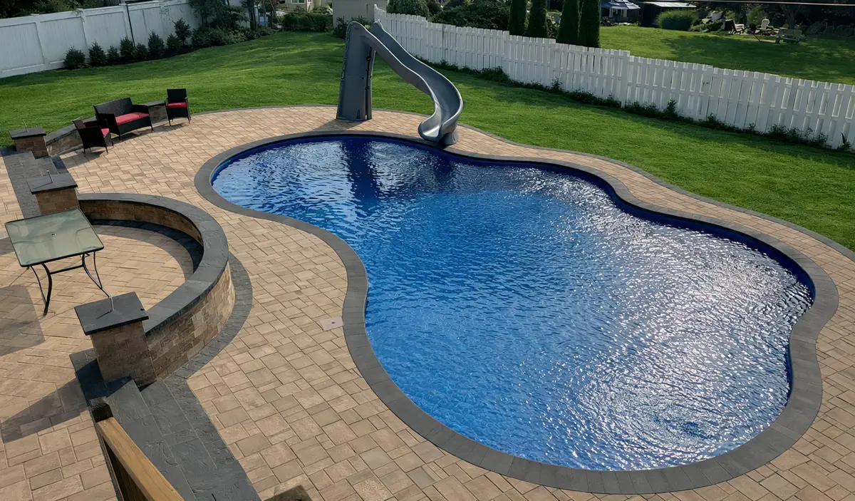 Freeform Family Pool With Slide