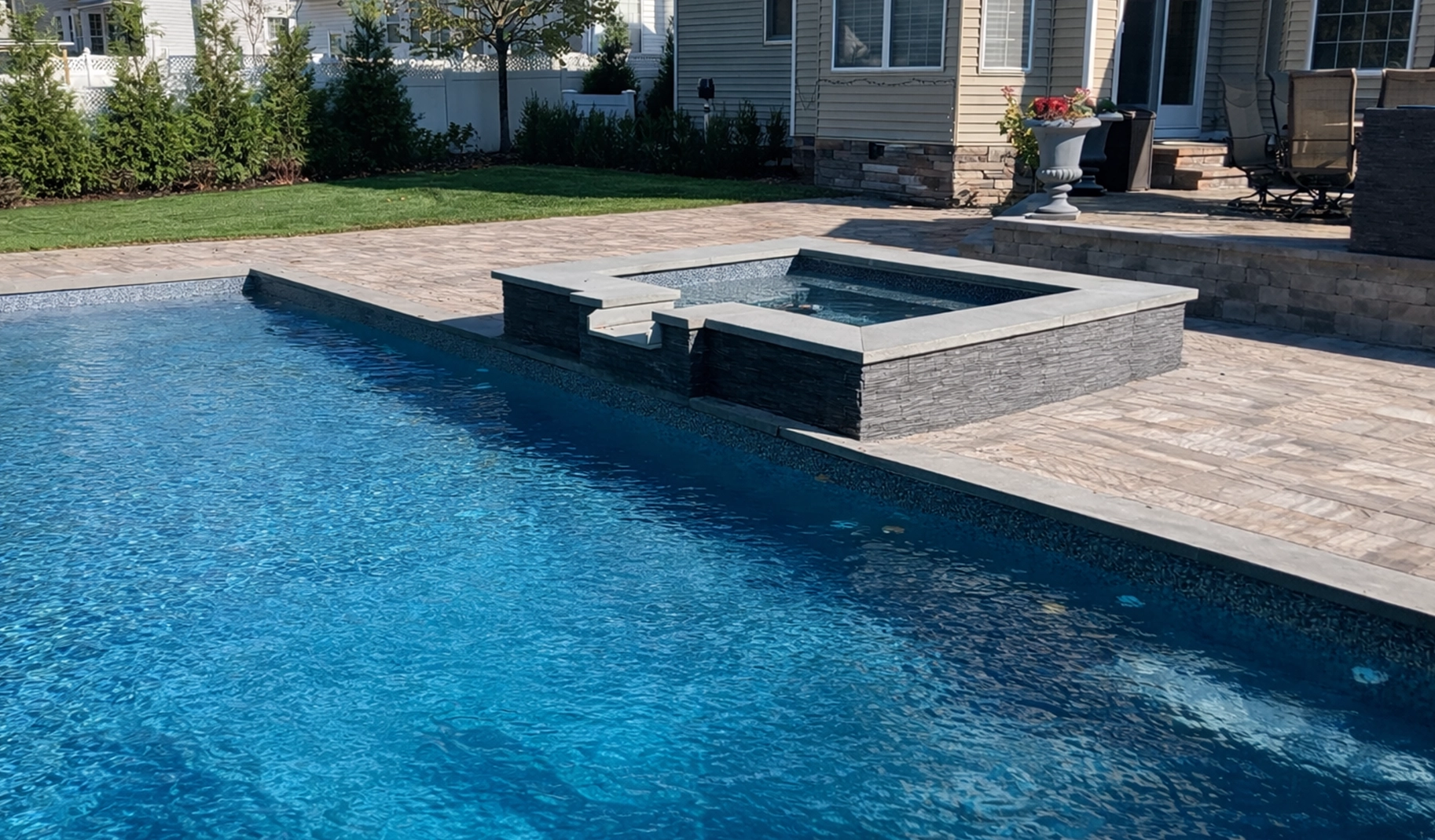 Raised Spa With Clean Stone Finish