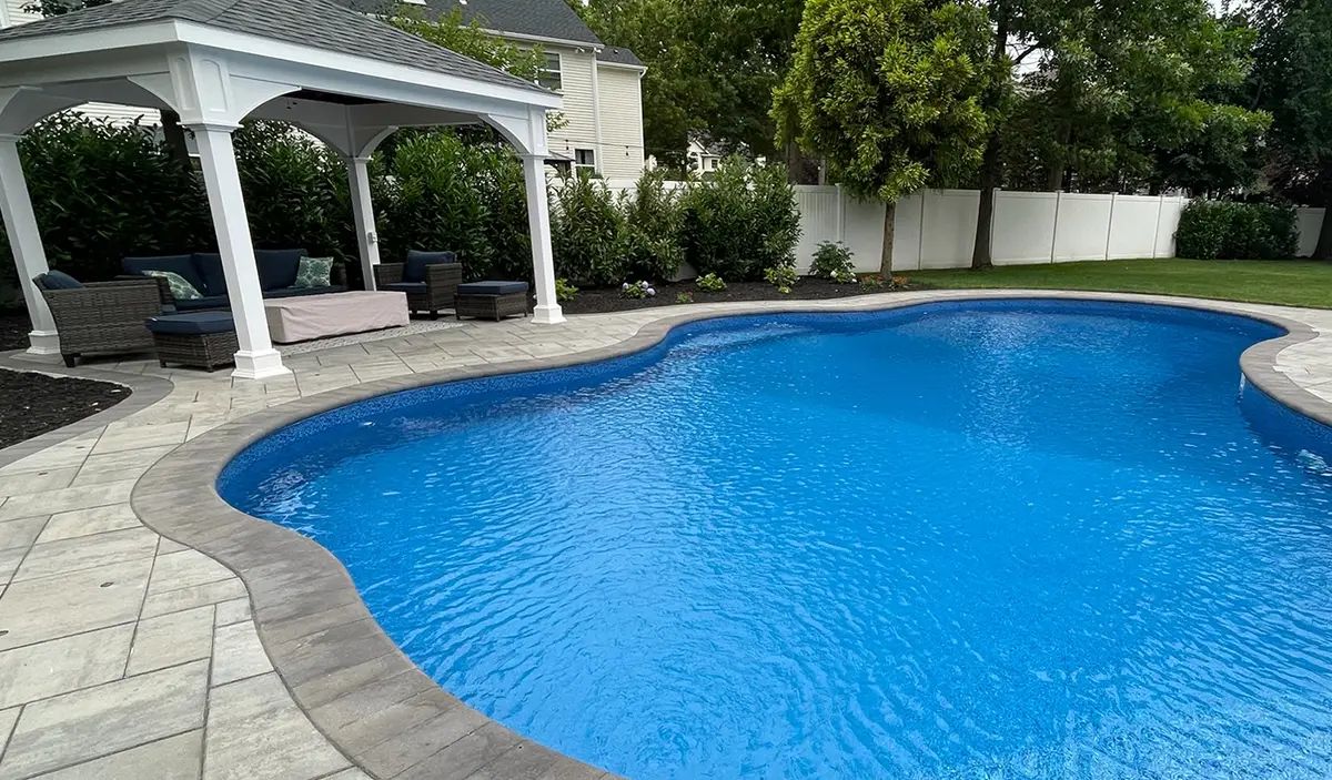 Freeform Pool with Backyard Pavilion