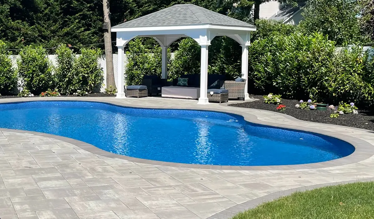 Freeform Pool with Backyard Pavilion