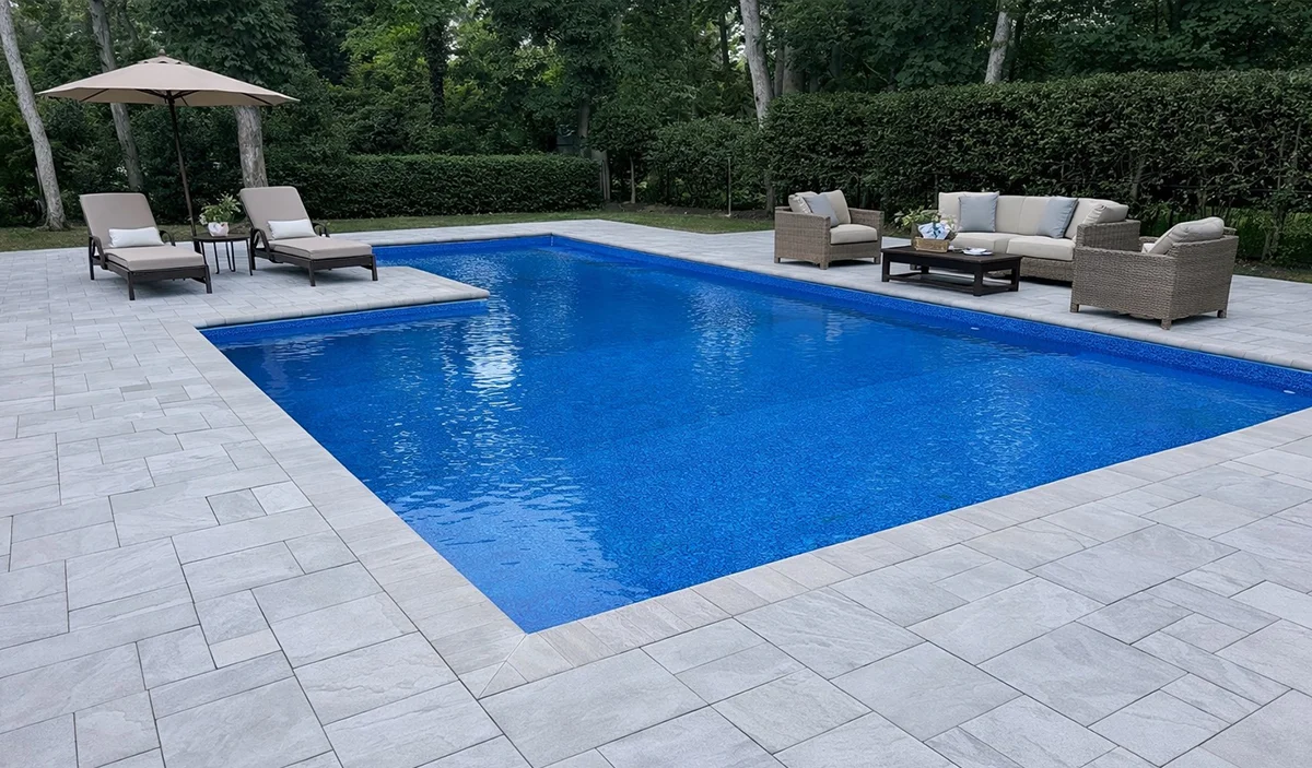 Geometric Pool with Lounge Area