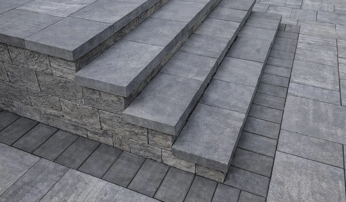 Modern Stone Steps with Paver Patio