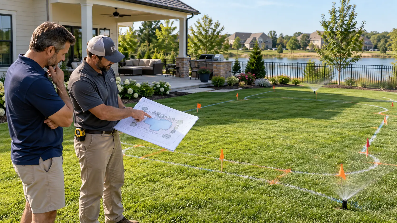 relocating sprinklers in preparation for pool installation